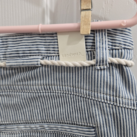 Sandwich Denim Pinstripe Mini Jean Skirt Size L Waist 32 - Picture 8 of 12